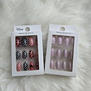 Disney Press-On Nails Set - Black, Pink And abstract Purple White Nail Set
